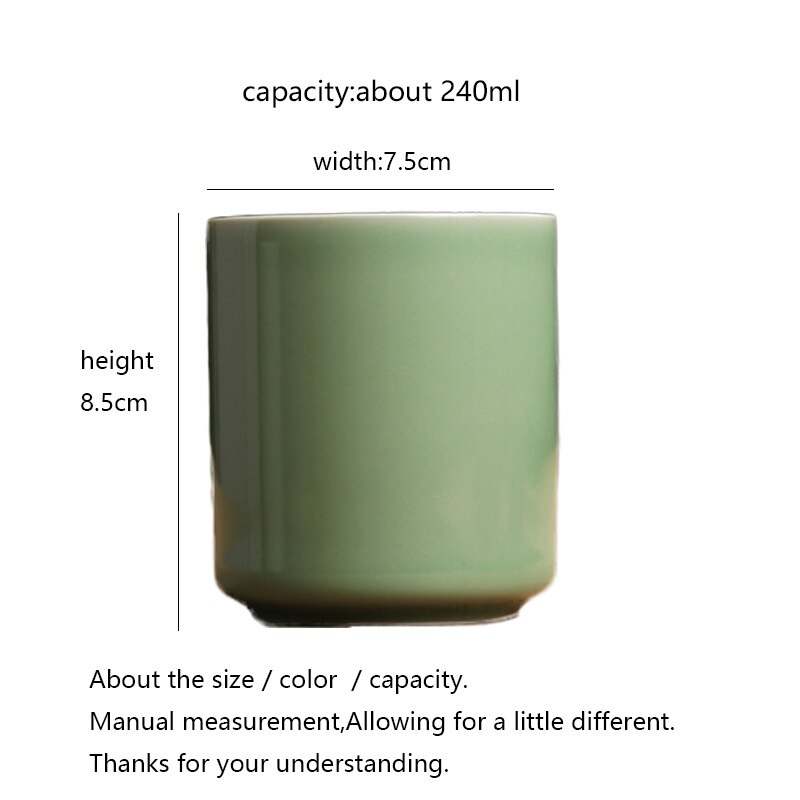 Xícara de chá cerâmica porcelana xícara de chá 240ml tigela de chá mestre caneca de café copo de água copos de chá recipiente de chá copos de puer er presentes