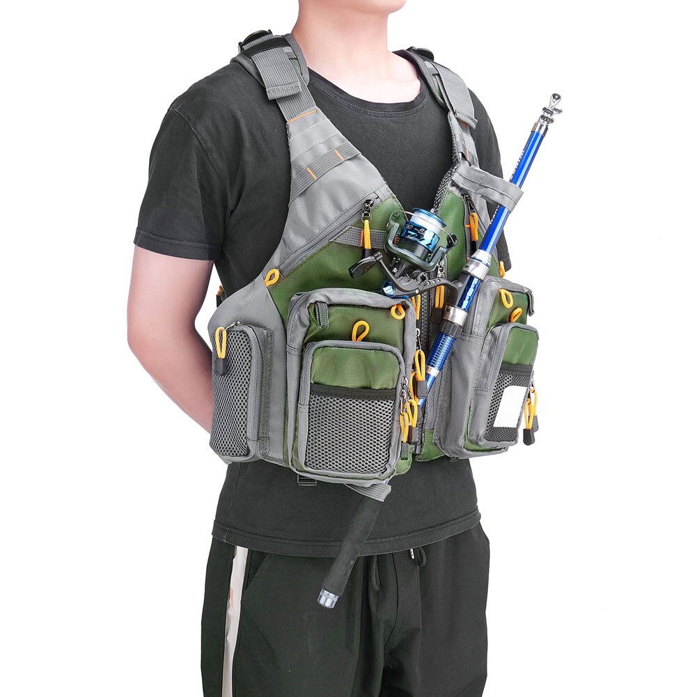 Breathable Fly Fishing Vest Multi-Function Adjustable Mesh Multi-Pocket Jackets Fisherman Fishing Gear Equipment
