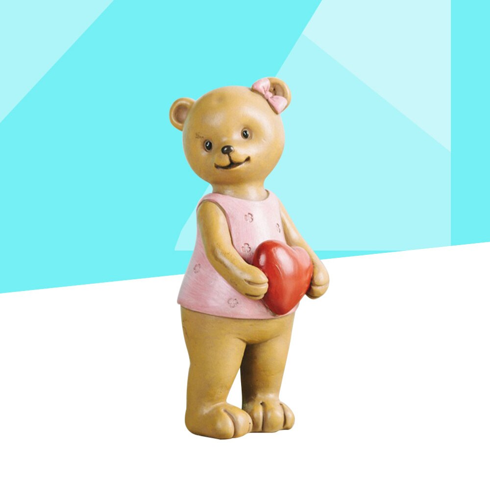 Resin Bear Decoration Retro Realistic Animal Statue Decorative Desktop Centerpiece (Female)