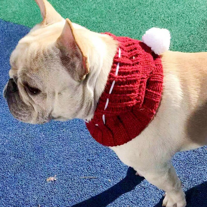 Vinter hundmössa jul sällskapsdjur hattar hund tillbehör ylle valp hatt med boll huvudbonader för små hundar fransk bulldog husdjursprodukter