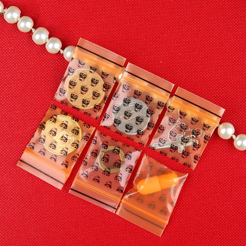 Rits Zak Kleine Grimas Oranje Schedel Self Sealing Zip Lock Tassen Sieraden Mini Zakjes Plastic Verpakking Zakken