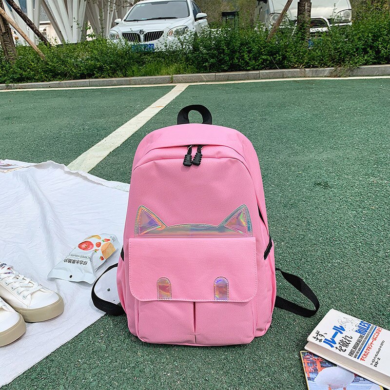 Nouveaux enfants sac à dos filles garçon enfants adolescents étudiant école sacs à dos pour fille mignon chat oreille sac à dos Cartable Cartable Enfant: 6534-Pink