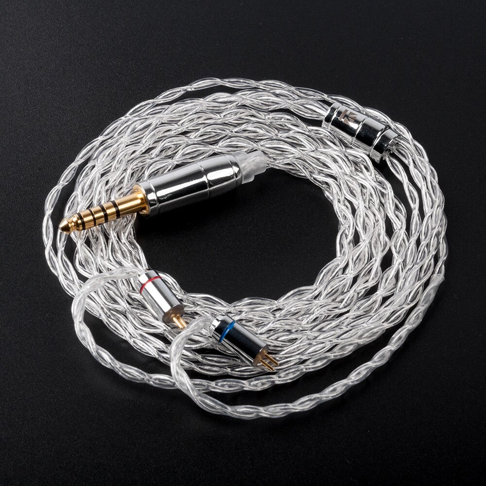 KBEAR Limpid 4 Core 4N 99.99% Purity Silver Earphone Cable with 2Pin/QDC/MMCX/TFZ Connector for KZ ZSX ZS10 PRO ZSN BLON BL03: 2Pin 4.4mm