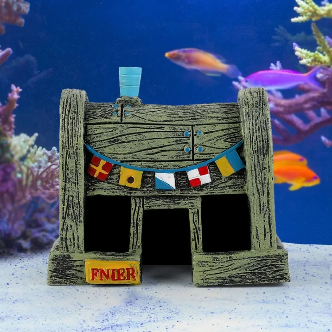 Castillo de resina para acuario de dibujos animados, decoraciones para pecera, adornos de torre de Castillo, cueva oculta para pecera, accesorios de decoración para acuario