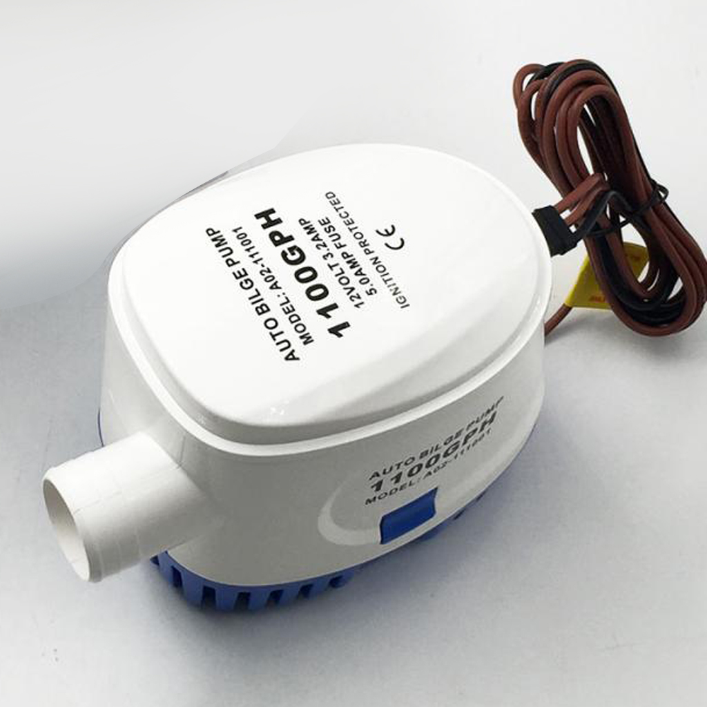 Marine Submersible Automatic Bilge Pump with Float Switch, 12-Volt, 1100 GPH