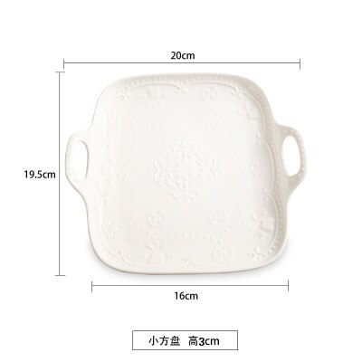 Plato Rectangular de cerámica de estilo europeo para hornear, platos de ensalada, postre, fruta, bandeja, vajilla, plato de pescado, plato frío, Pla: C