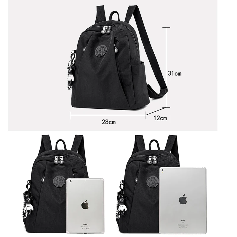 Wasserdichter nylon-rucksack für damen, schulrucksack für teenager-mädchen, schultertasche, reiserucksack