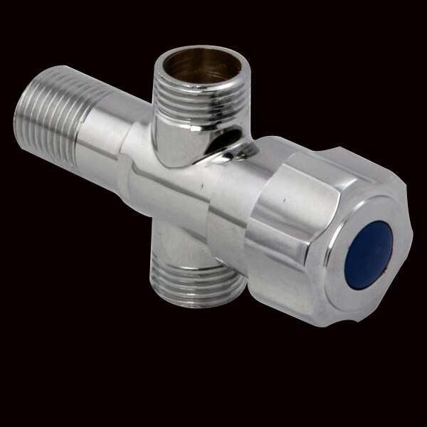 Válvula angular de latón con adaptador en T de 3 vías, 1 entrada, 2 salidas, válvula triangular, parada, accesorios de baño, conexión de 1/2 ", agua fría y: 7