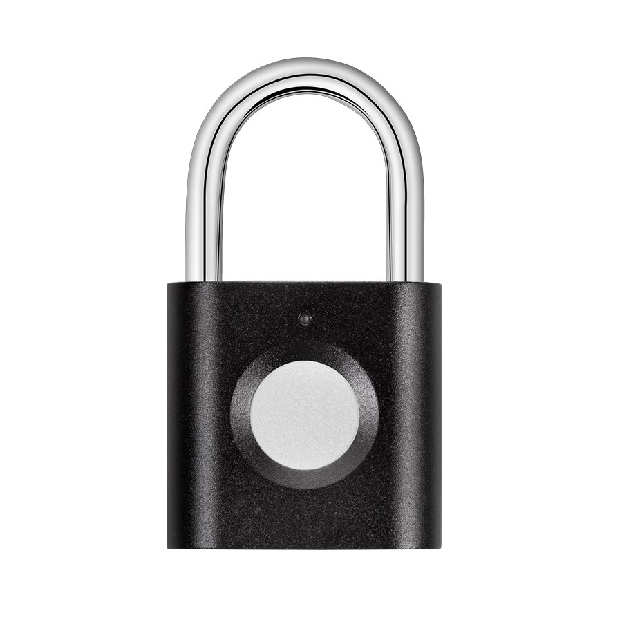 Mini Fingerprint Smart Padlock Keyless USB Rechargeable Door LockQuick Unlock Zinc alloy Metal Security Fingerprint Padlock: black