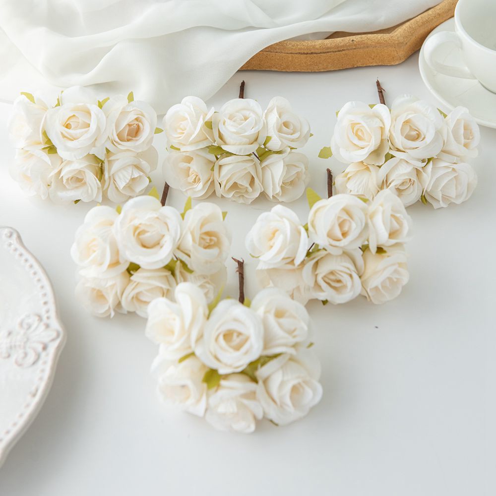 6 unidades de flores artificiales de seda rosa, , guirnaldas navideñas para el hogar, boda, ramo de novias, arco de jardín, decoración de pared, caja de de bricolaje
