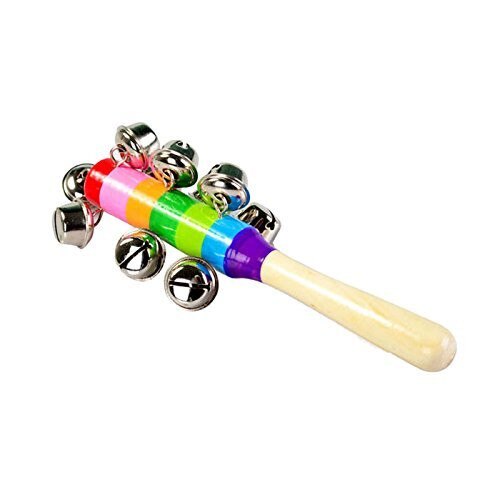 Regenbogen Rassel klimpern Glocke Glocke Bunte holz glocke orff-instrumente Baby Rasseln 10 Schlagzeug Schnur von glocken Für Babys