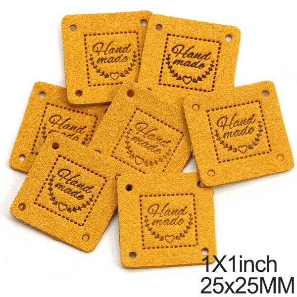 Étiquettes carrées en Fiber de cuir faites à la main pour vêtements, accessoires de couture, en forme de cœur, 25MM, 20 pièces: 05