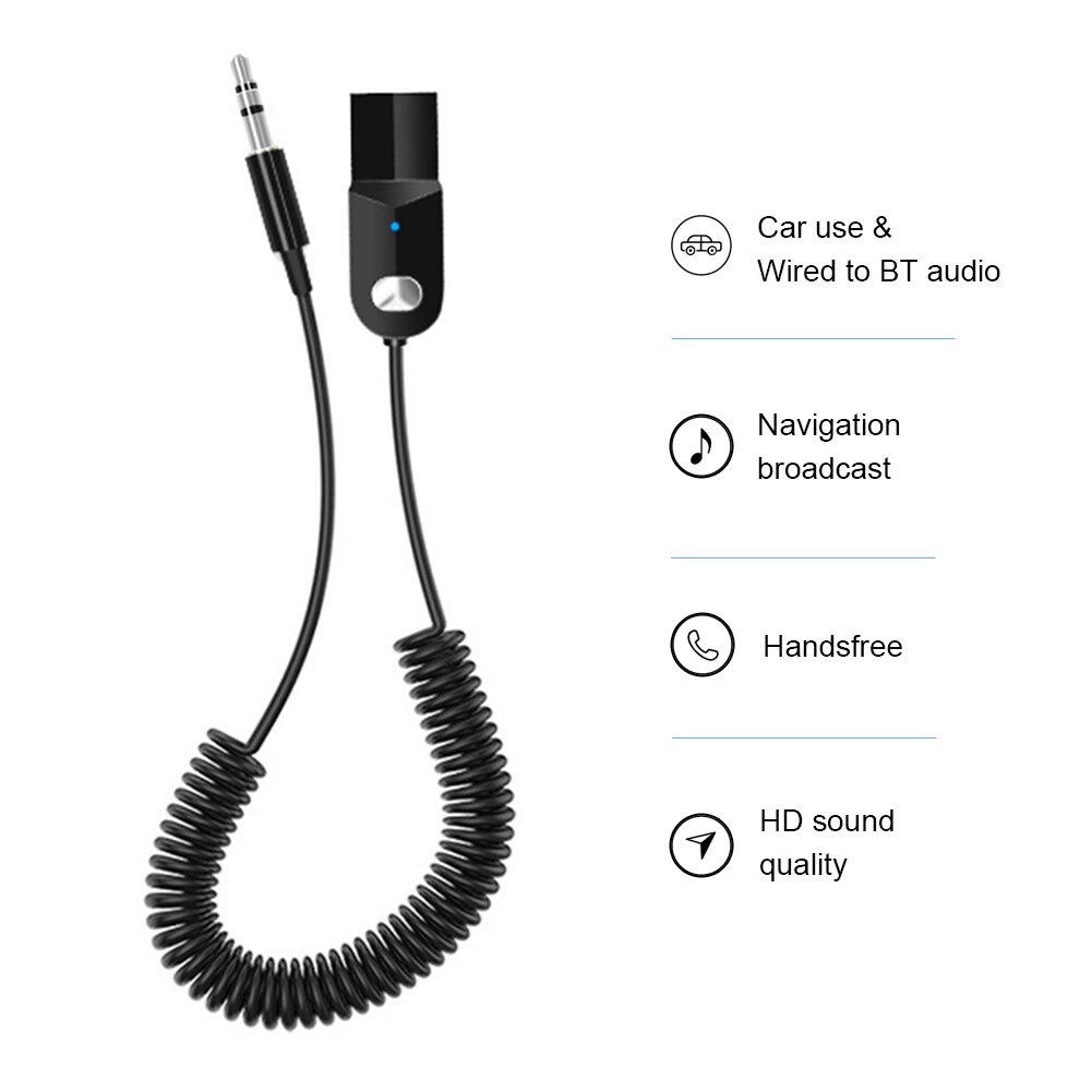 Aux Bluetooth 5.0 Audio-ontvanger 3.5Mm Draadloze Handsfree Muziek Adapter Voor Auto Draadloze Usb Audio Aux Ontvanger