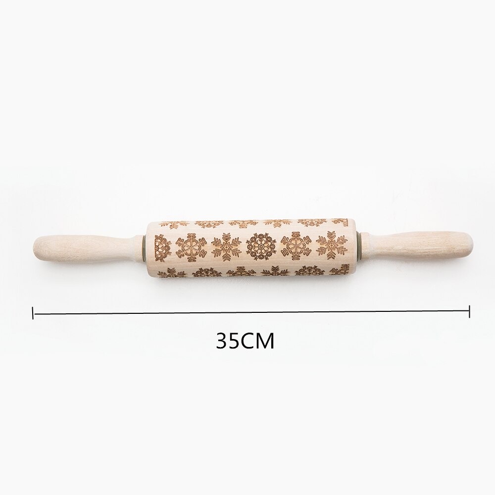 Kid Manual Rolling Pins Engraved with Designe Patterns Wooden Roller For Baking Embossed Cookies kitchen tools Christmas: H