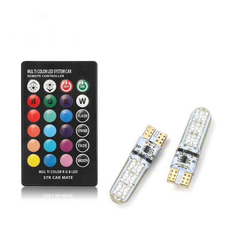 2PCS Auto RGB LED 12V T10 LED RGB 5050 6SMD Fernbedienung Lesen Universal Keil Licht Signal Lampe auto zubehör auto licht: one set rgb bulb