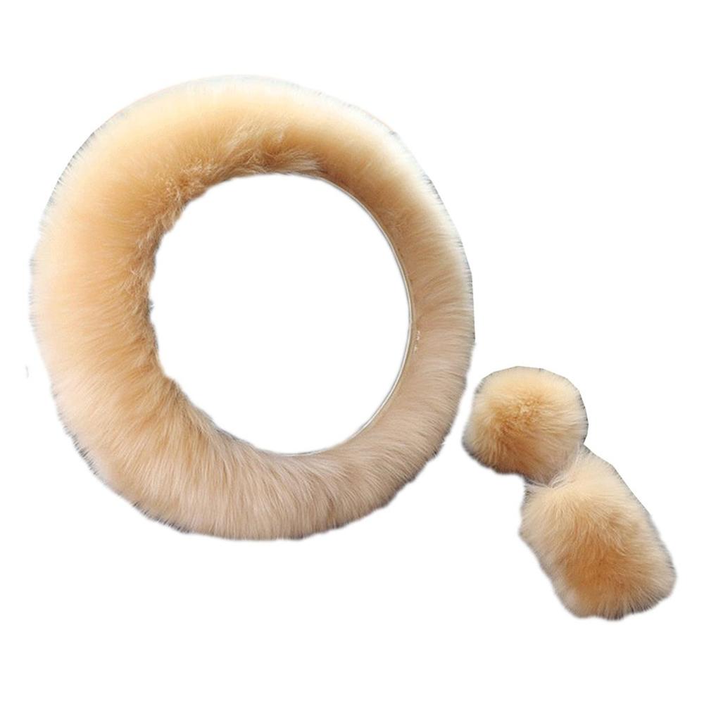 Solide doux longue laine floue volant couverture laine frein à main voiture accessoire mouton fourrure peluche protecteur couverture Kit: 9