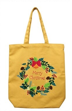 34*39Cm Halffabrikaten Leuke Kerst Kleur Canvas Tas Borduren Kit Handwerken Sets Voor Beginner Handgemaakte Canvas bag Xmas: wreath3