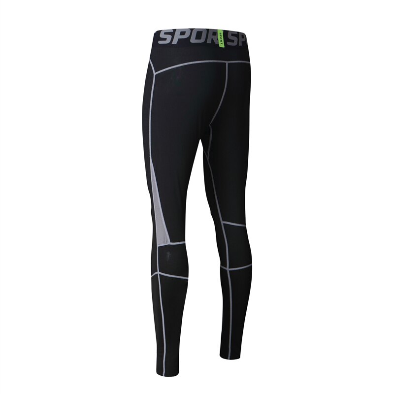 GANYANR Running Tights Mannen Sport Compressie Lange Broek Fitness Leggings Spandex Yoga Jogging Voetbal Training Broek: Black with grey / M