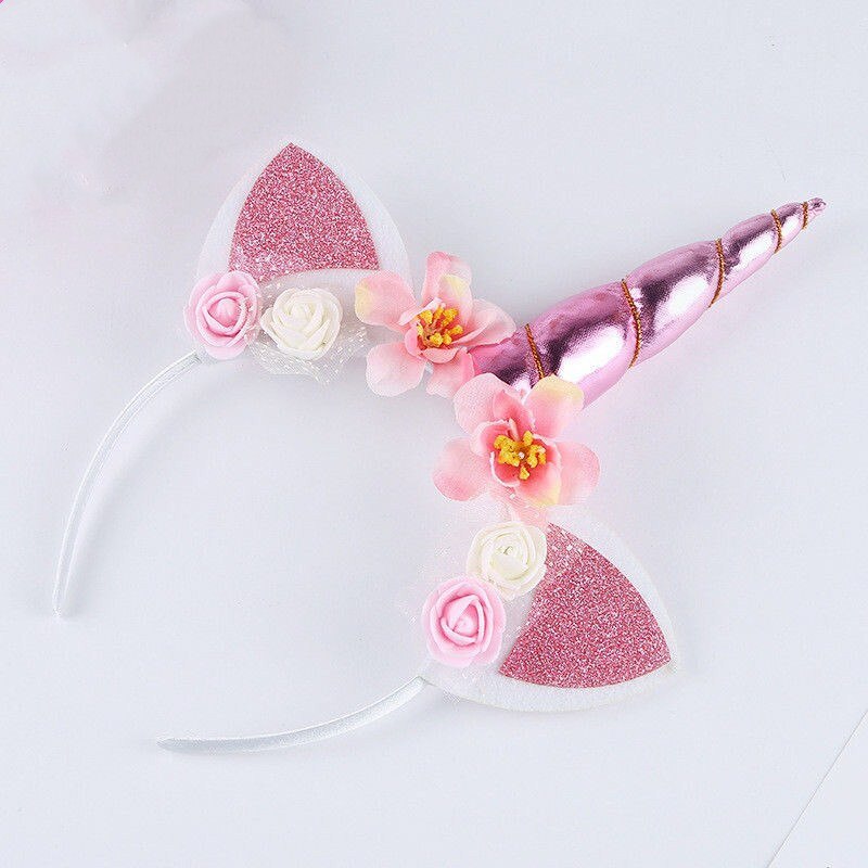 Dulce encantador cuerno de caricaturas mágico cabeza Floral chico diadema vestido de lujo decorativo 3 Estilo: B