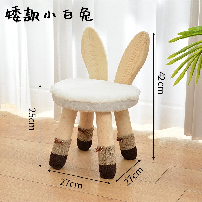 LazyChild sgabello per bambini sedia in legno massello per bambini cartone animato cervo coniglio panca antiscivolo sgabello per piedi scuola materna casa: piccolo coniglio