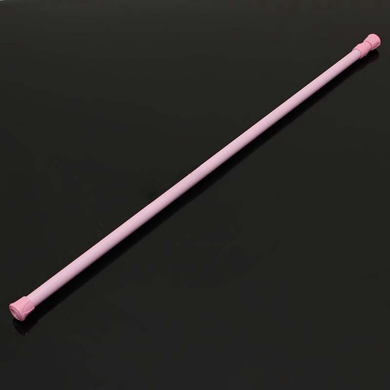 2 Pcs Spring Loaded Extendable Telescopic Net Voile Tension Curtain Rail Pole Rod Rods 60 X 110cm, White &amp; Pink