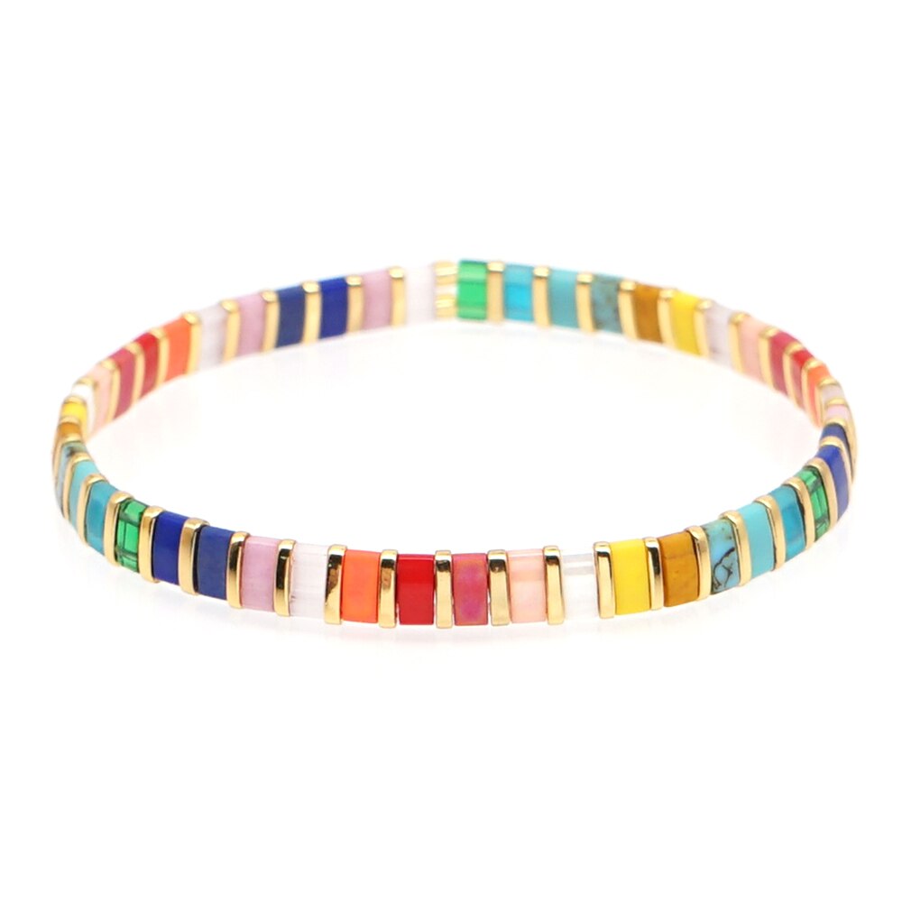 Go2boho Regenboog Armband Miyuki Tila Armbanden Vrouwen Glazen Kralen Sieraden Boho Summer Beach Dames Armband: TL-B190091B