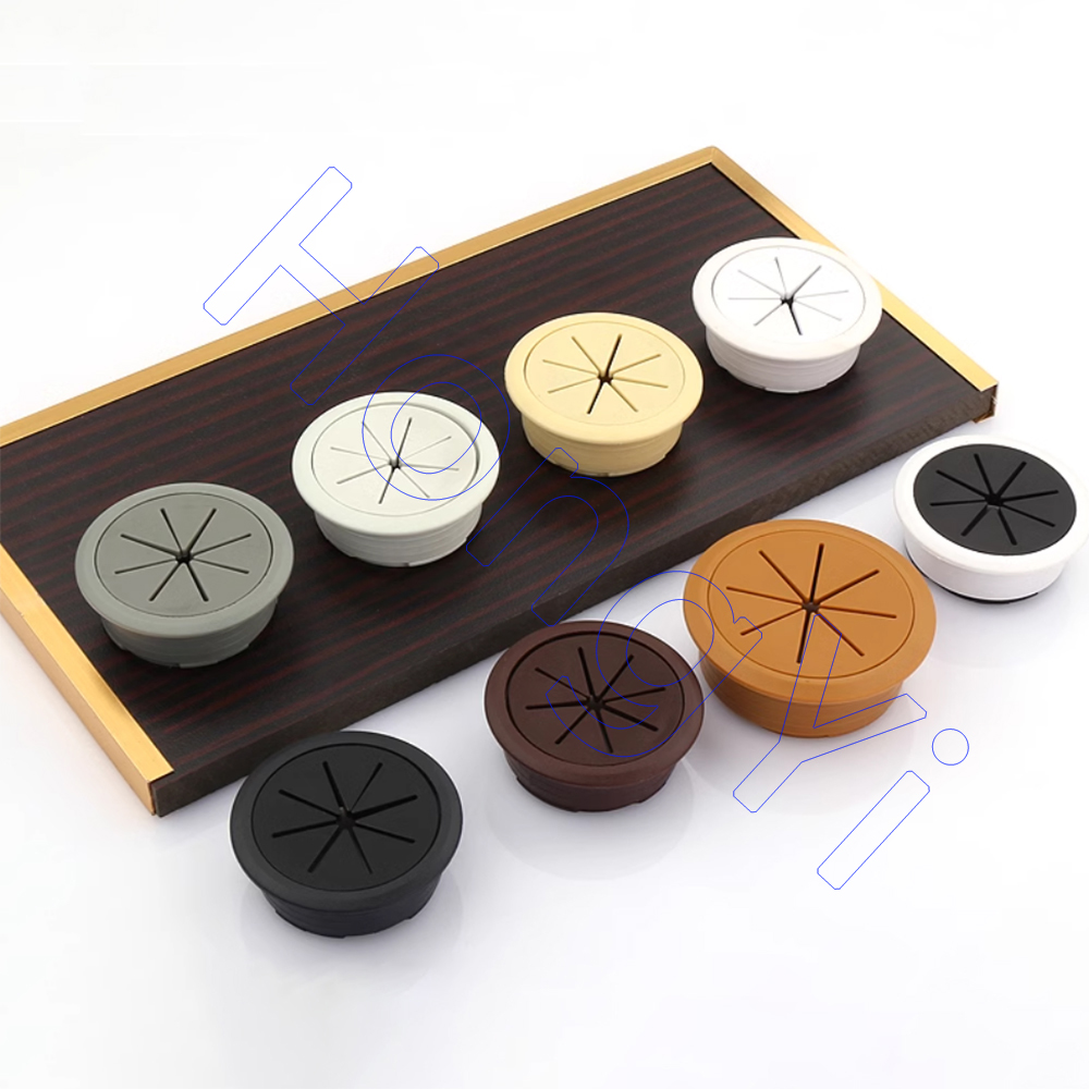 1 Stück 50 mm/53 mm/60 mm/80 mm Schreibtisch-Draht-Organizer, Kabelloch-Abdeckung, ABS + Gummi-Kabeltüllen für Büromöbel, Kabeldurchführung