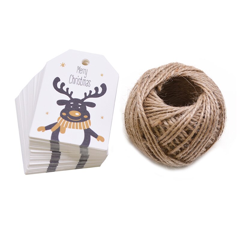 50 stk xmas tags papir indpakning trykt glædelig jul år tags til æske kage fest etiket hænge tag: B04
