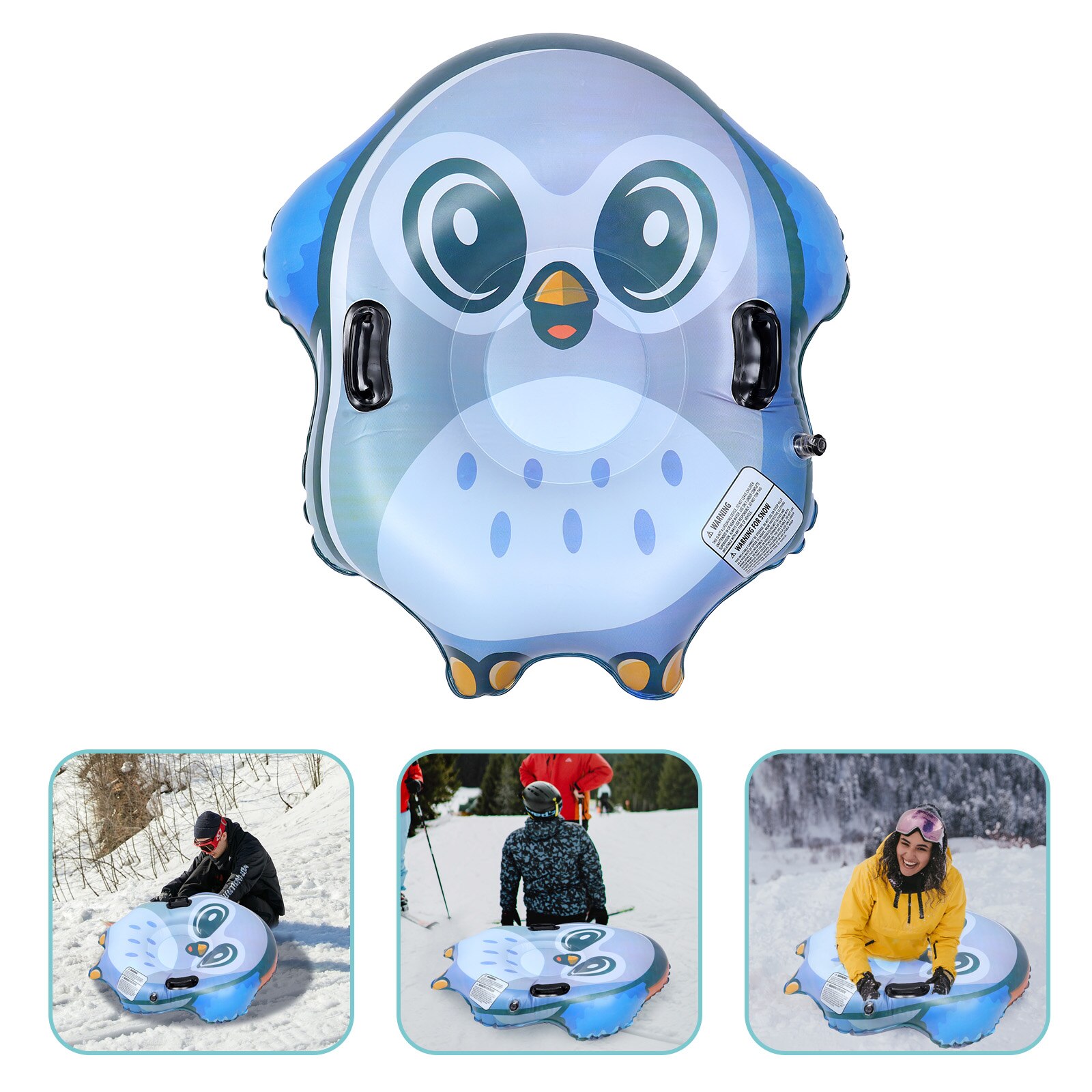 1Pc Pvc Opblaasbare Sneeuwveld Skiën Voor Kinderen En Volwassenen Uil Vorm Slee