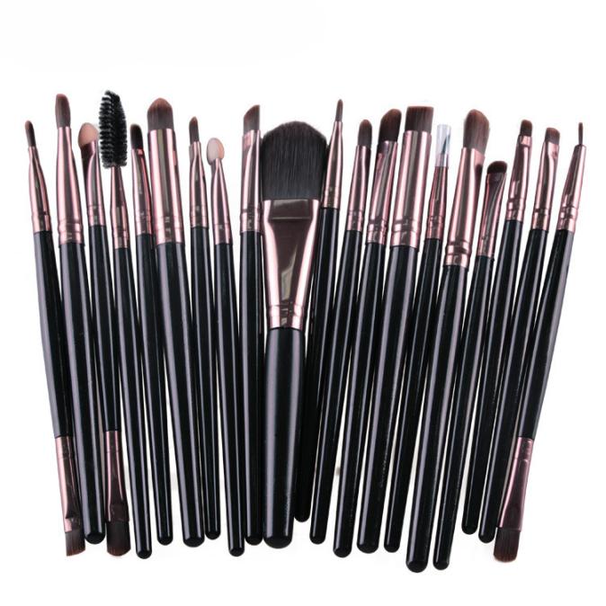 20 pcs Makeup Brush Set gereedschap Make-up Toilettas Kit Wol Make Up Brush Set Synthetisch Haar Hout Eye shadow Borstels