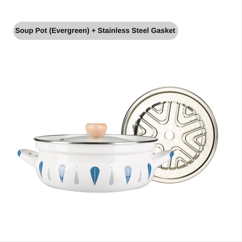 Household Four Seasons Large Capacity Enamel Stew Pot Pot Gas Induction Cooker Special Use Simple Thickened Soup Stew Cooker: Evergreen-gasket