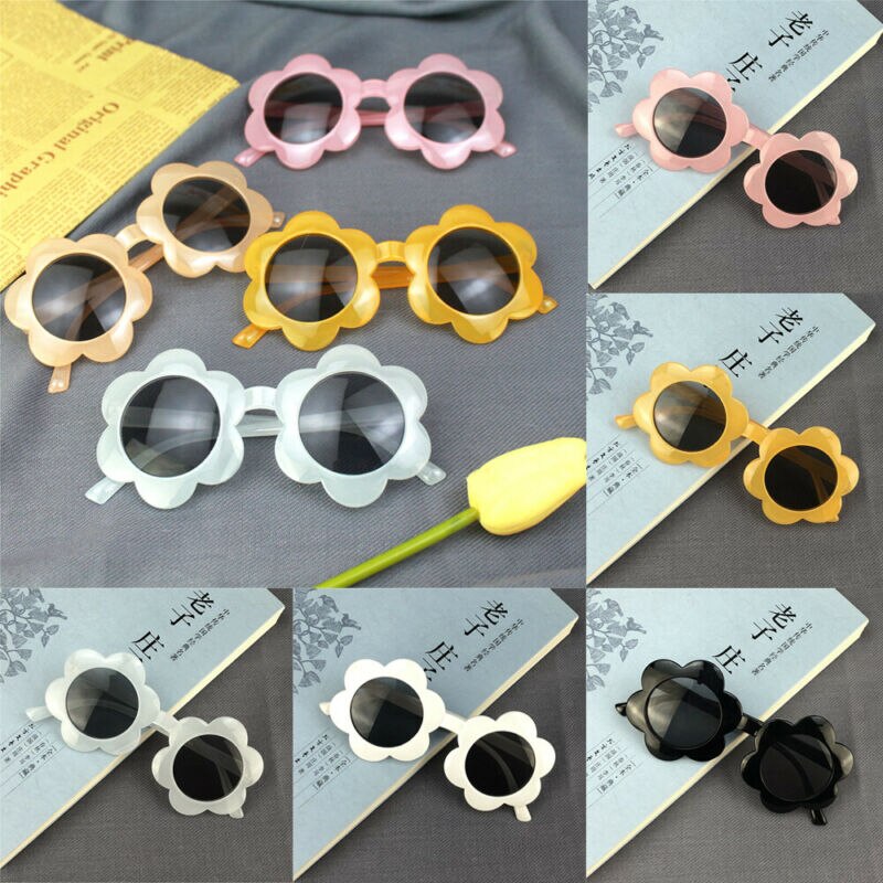Gafas de sol con montura de flores para bebés y niños pequeños, lentes de sol Unisex con montura de flores, redondas, Anti-UV, para exteriores