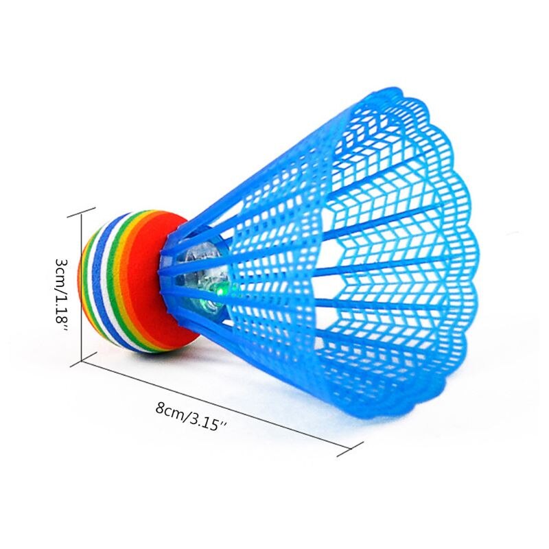 4pcs LED Lighting Badminton Birdies Glow in The Dark Night Nylon Shuttlecock Rainbow Ball Head for Outdoor Indoor Sports Activit