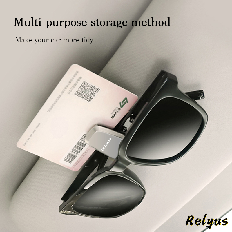 Suede Car Sun Visor Sunglasses Holder Eyeglass Holder Glasses Storage Clip For Skoda Octavia 1 2 3 4 RS A5 A7 Car Accessories