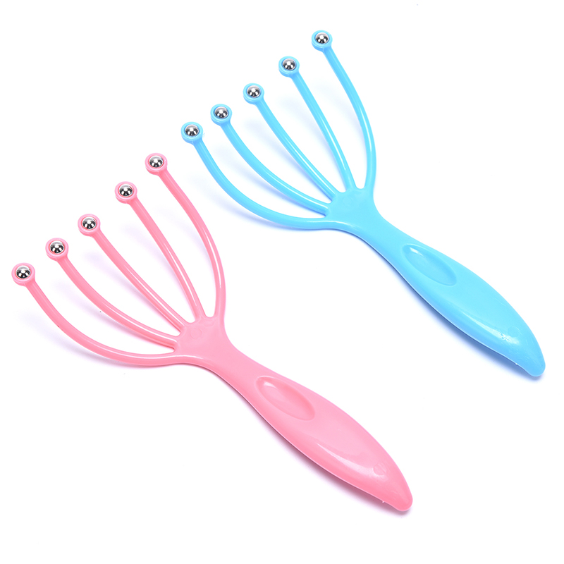 1 pz massaggiatore testa a cinque dita testa a sfera in acciaio massaggio rilassamento massaggiatore capelli tenuto SPA cuoio capelluto collo antistress ridurre lo Stress