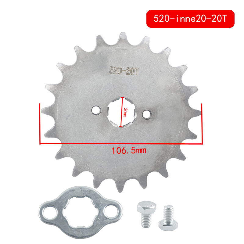 520 10t 11T 12T 13T 14T 15T 16T 17T 18T 19T 20T Dente 20mm ID Pignone motore anteriore adatto fossa bicicletta ATV Parte del motociclo: giallo