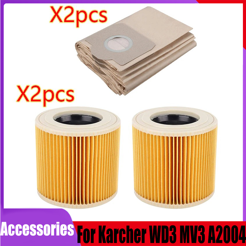 Für Karcher WD3 Premium WD3200 WD3300 MV3 A2004 A2054 Staubsauger Ersatzteile Zubehör Ersatz Staubbeutel Hepa-Filter
