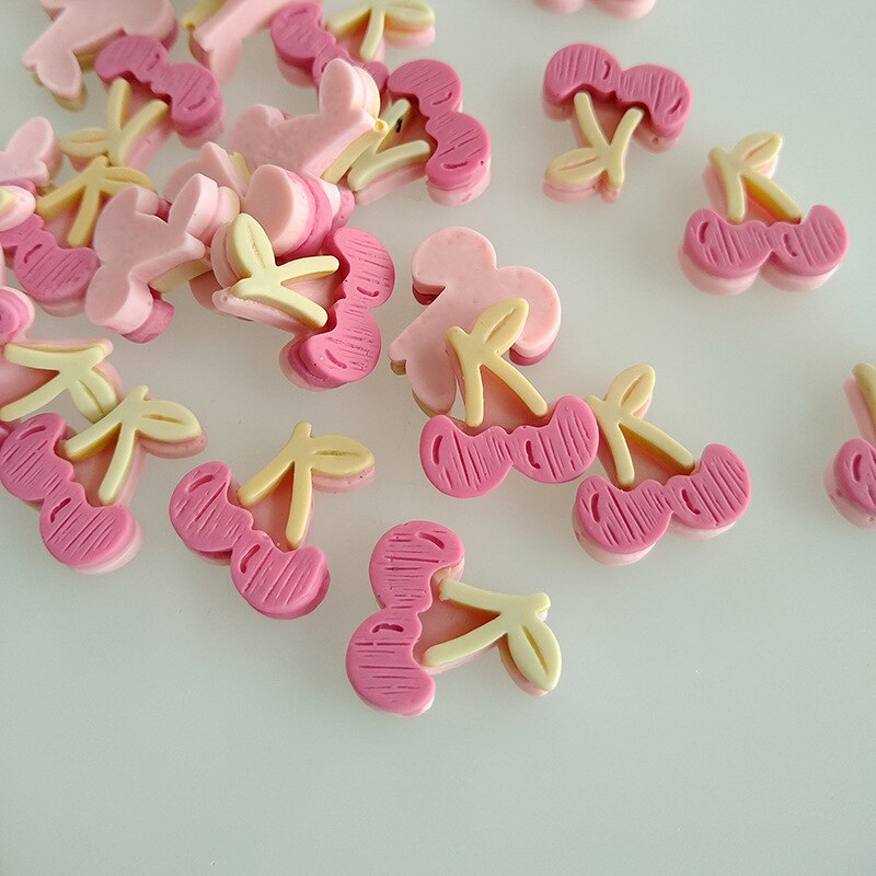 10pcs 19x17mm pink cherry Pattern DIY Crafts Scrapbook DIY For Home Decor Natural Resin Ornaments Accessories Embellishment