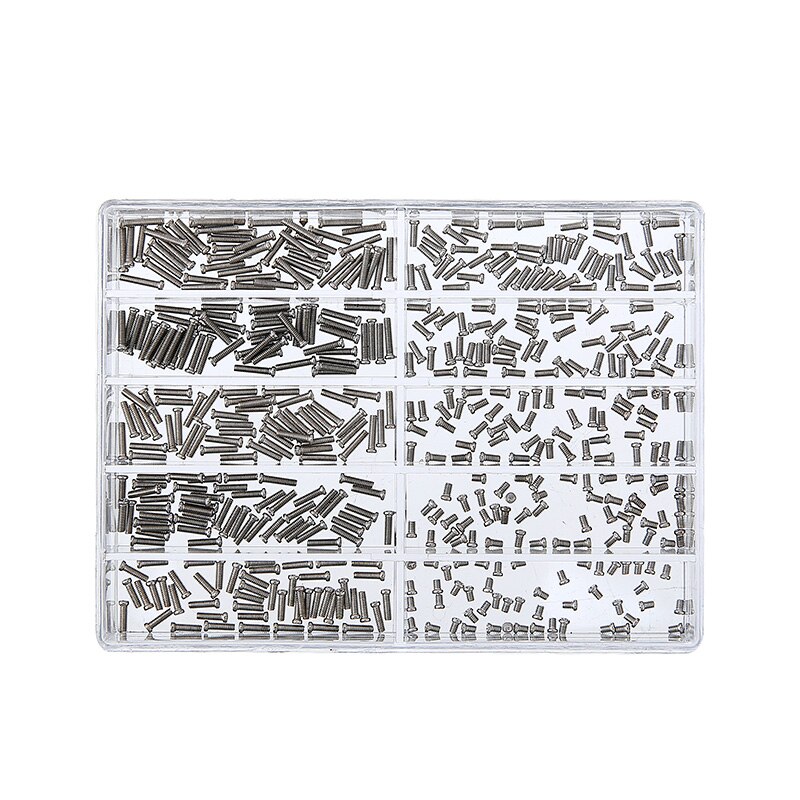 Micro vis de montre en acier inoxydable, Kit de réparation, pour horloger, réparation d&#39;horloge, lunettes de soleil, 500 pièces
