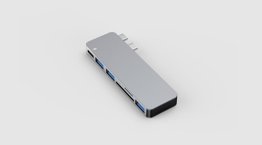 Thunderbolt 3 dockingstation met dubbele usb-c ,  to 3* usb-c, 3.0/ sd-kaart/micro sd-kaart/thunderbolt 3 voor macbook air/pro: Default Title