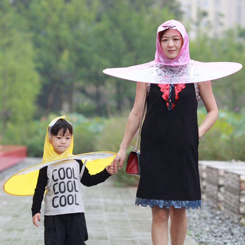 GQIYIBBEI Portable UFO Rain Hat Cove Foldable Raincoat Kids Umbrella PEVA Material Travel Fishing Sessile Cap With