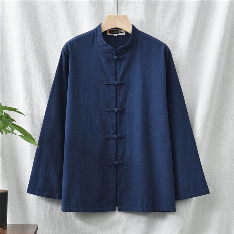 Vrouwen Lange Mouw Herfst Chinese Stijl Overhemd Blouse Katoen Linnen Vintage Shirt Qigong Tai Chi Kleding V1997: 2 / M