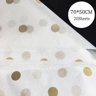20 stk 50 x 70cm blomsterindpakningspapir stor prik farverigt tryk silkepapir indpakningspapir blomsterindpakningsmateriale: Guld-prik-hvid