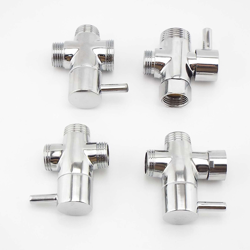 Male Female Water Diverter 3 Way Faucet G1/2" G 3/4" T Adapter Chrome Plated Bathroom Toilet Shower Filling Valves Accessories