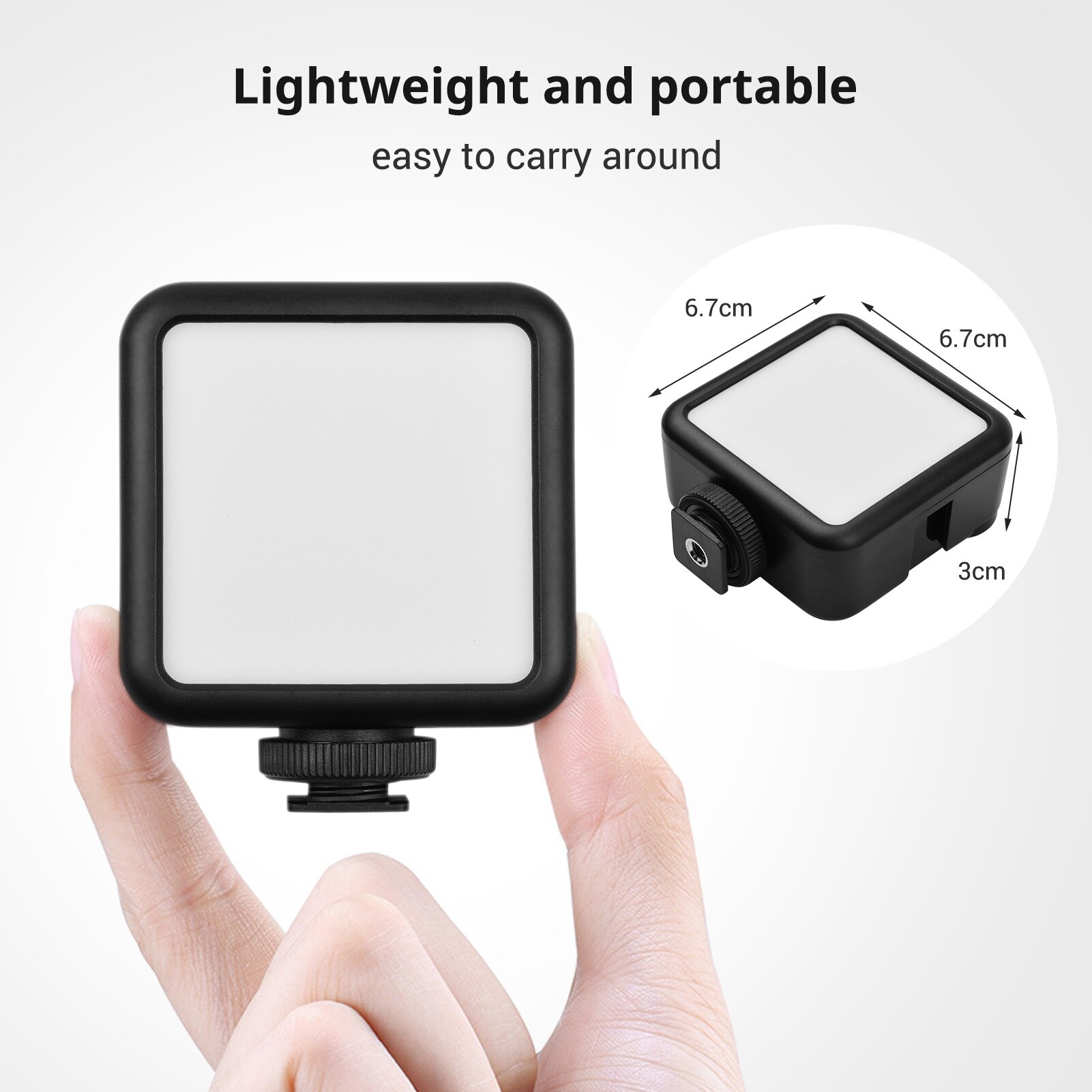 Photography Lighting Mini LED Video Light 5600K Dimmable studio Lamp 5W Built-In Rechargeable Battery 3 Cold Shoe Mounts 2pcs