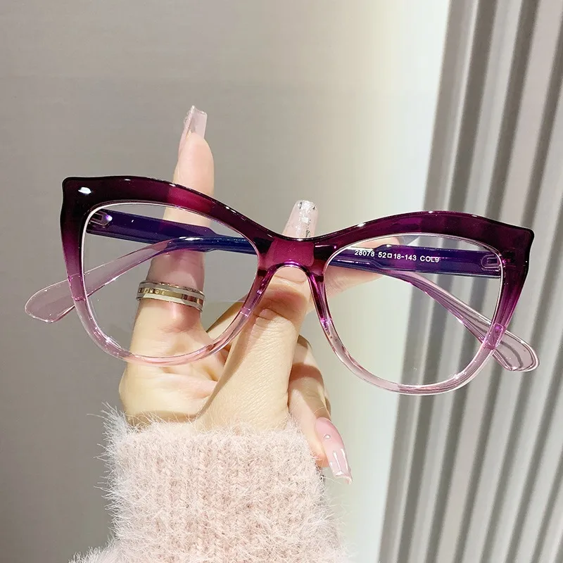 Cat Eye Glasses Frame Women Gradient Color Eyeglasses Anti Blue Light Glasses Computer Goggles Lentes Ópticos