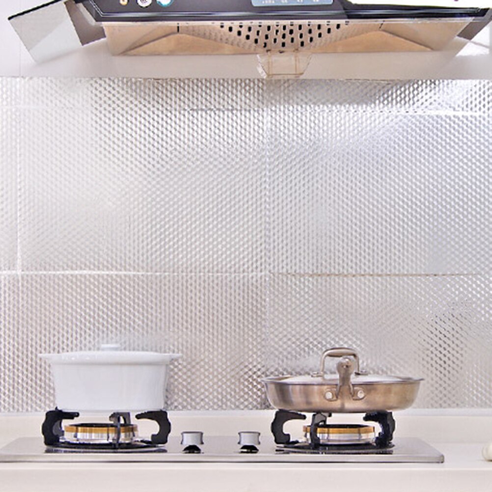 Køkkenolie bevis vandtæt klistermærke selvklæbende aluminiumsfolie køkkenovn kabinet klistermærker diy hjem dekoration tapeter