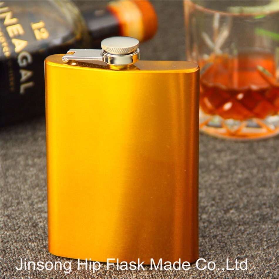 1 PC 227 ML (8 OZ) fabriek prijs zwart rvs heupfles draagbare outdoor 8 OZ rvs heupfles: Golden