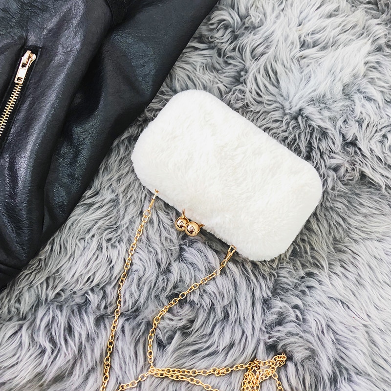 Lykanefu vinter aftentaske dame clutch pung kvinder taske med kæde bryllup clutches fest håndpunge små skuldertasker