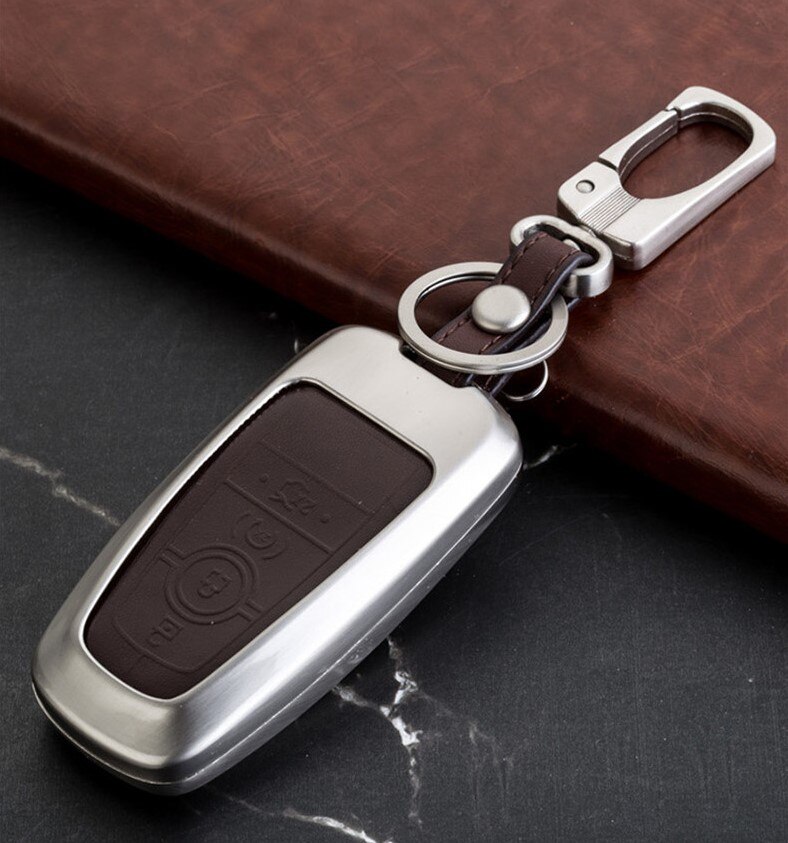 Bilnøgleholder kæde til ford mondeo explorer edge expedition f -450 f-350 f250 f150 fusion mustang everest: 4 knapper brun